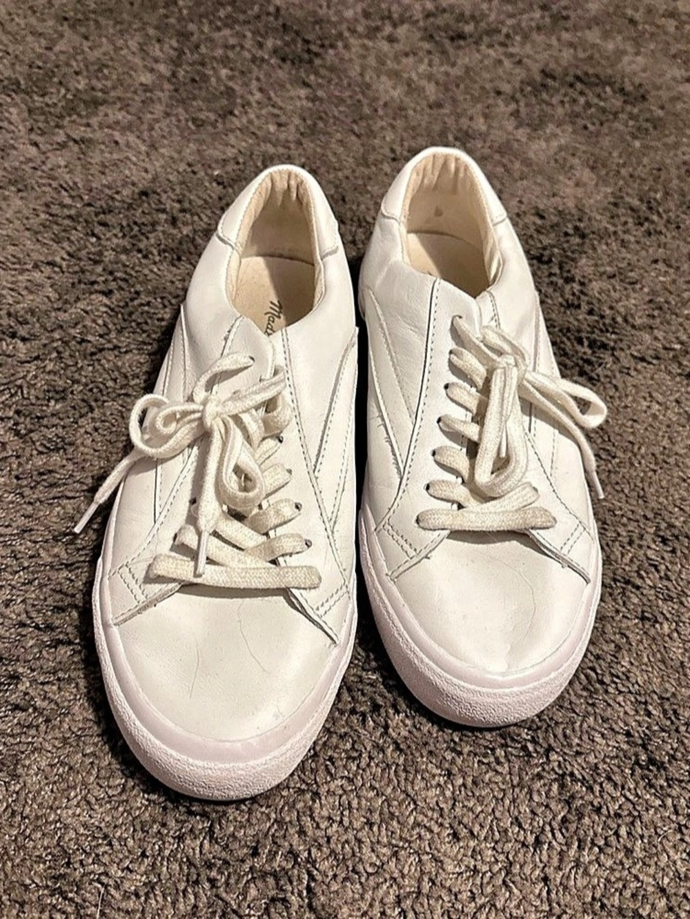 Madewell Sidewalk Low-Top Sneakers in Leather White